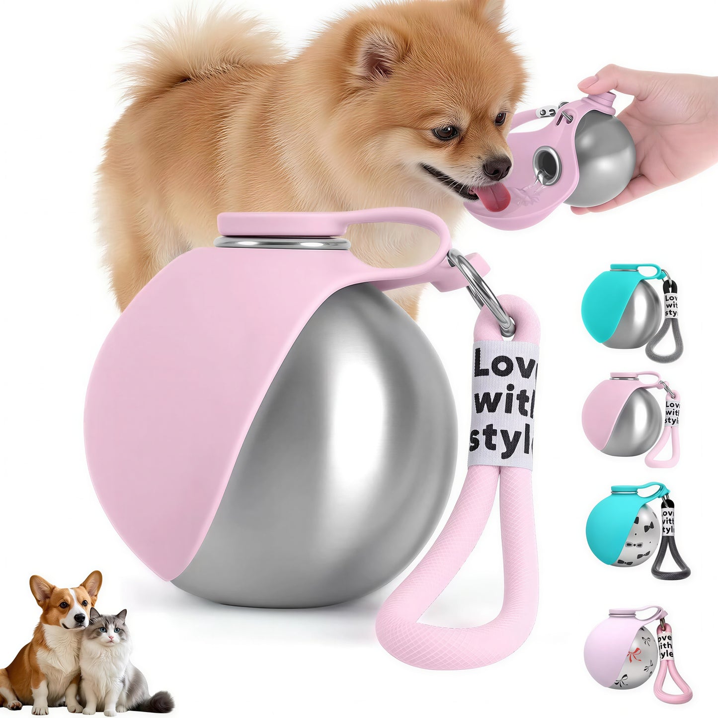 Borraccia per animali 2 in 1 in acciaio inox
