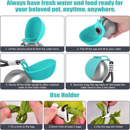 Borraccia per animali 2 in 1 in acciaio inox