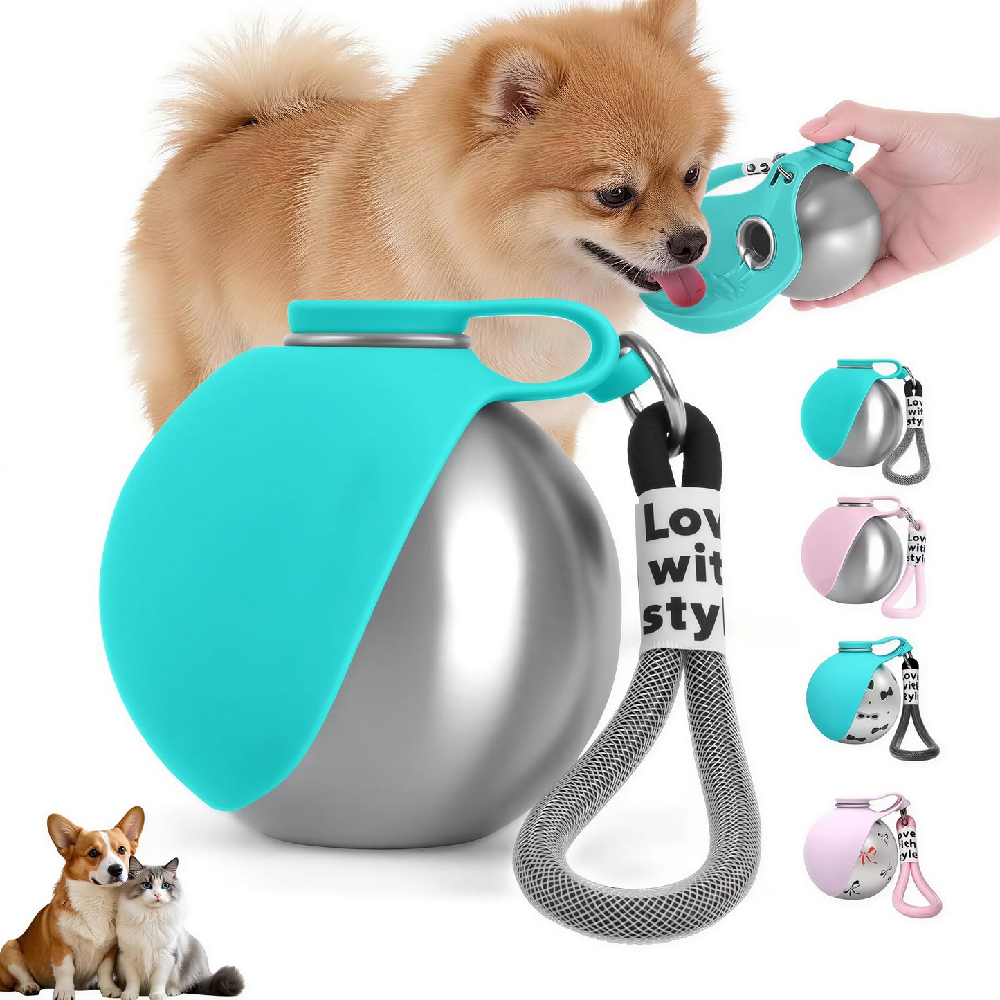 Borraccia per animali 2 in 1 in acciaio inox